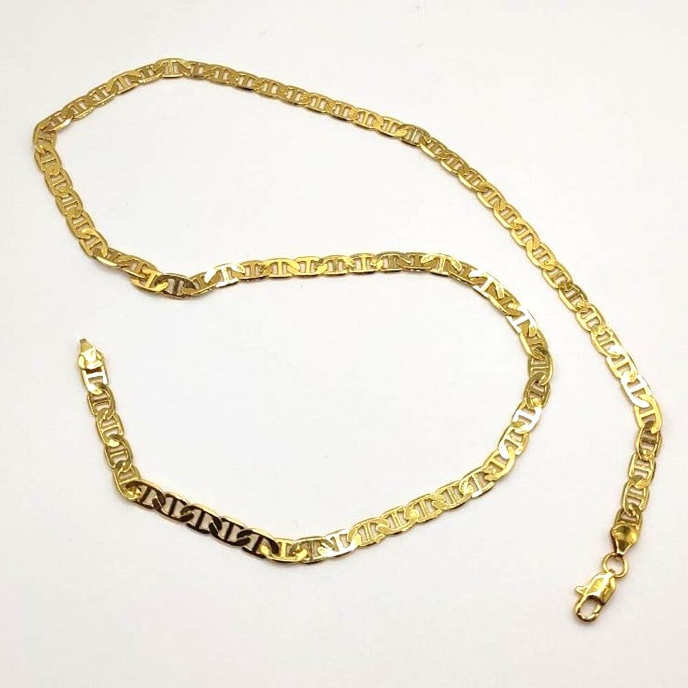 18k Gold Plated Necklace Mariners Chain 6mm Valentine's Birthday Gift - New!